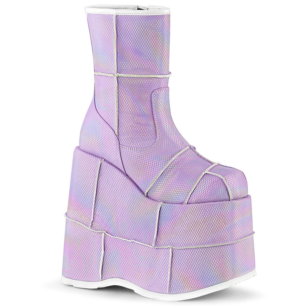 Bottines Demonia Stack 201hc Hologramme Homme - Violette 14396-DAZI